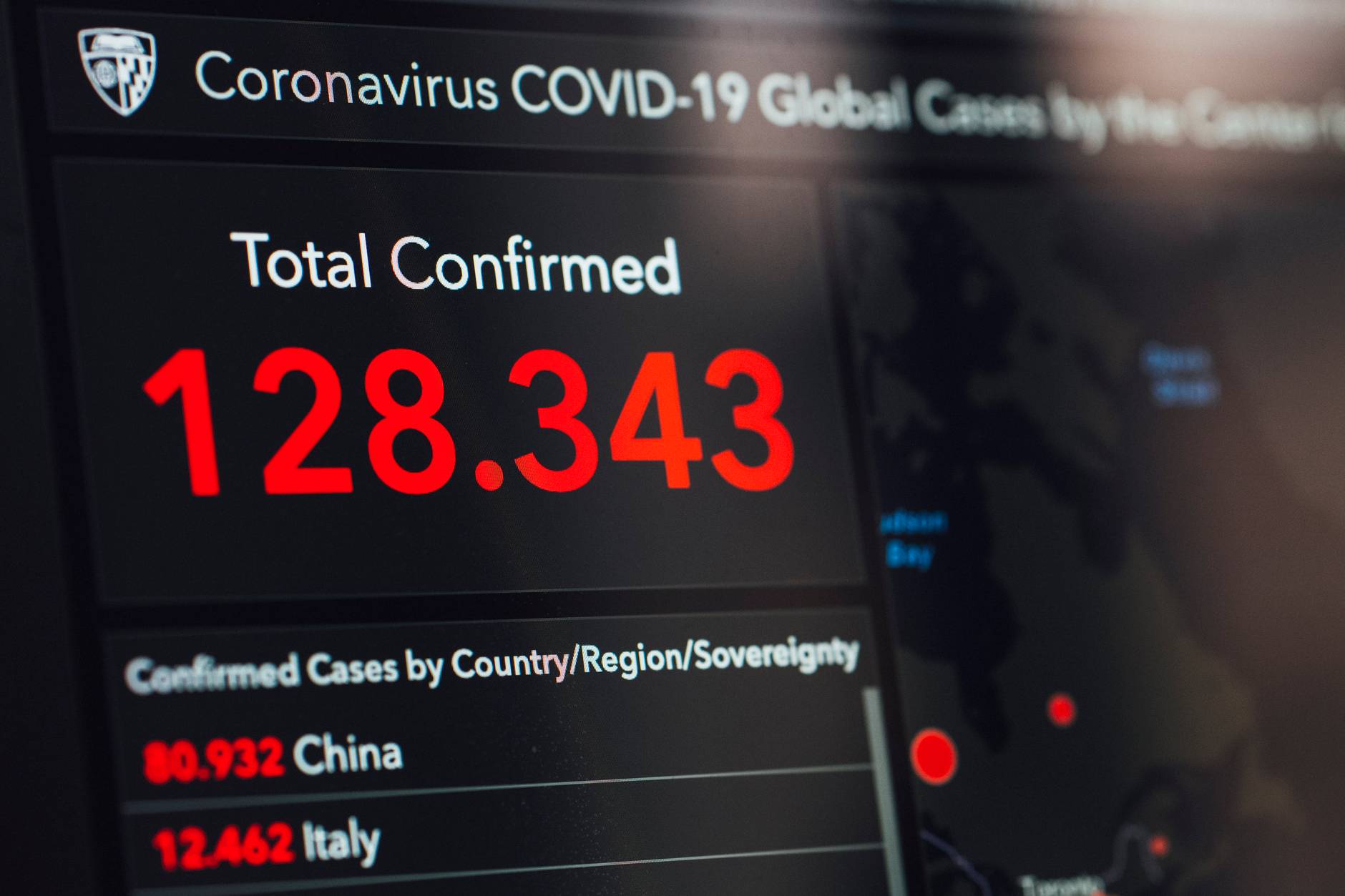 coronavirus statistics on screen